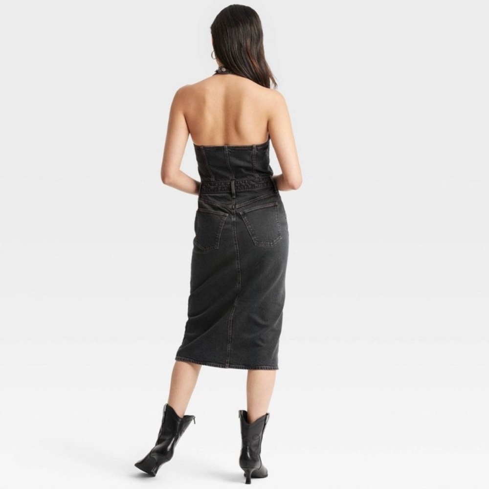 Universal Thread Women's Midi Halter Denim Dress … - image 2